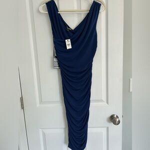 Express Women's One Shoulder Navy Dress